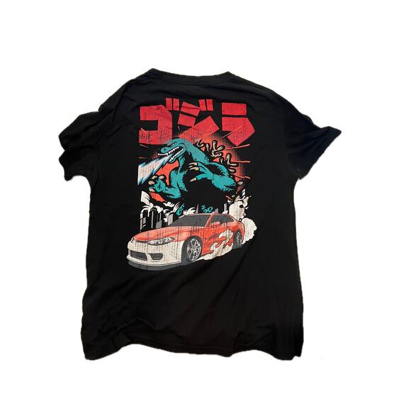 Launder Godzilla Racing Black TShirt Mens L - Picture 2 of 4
